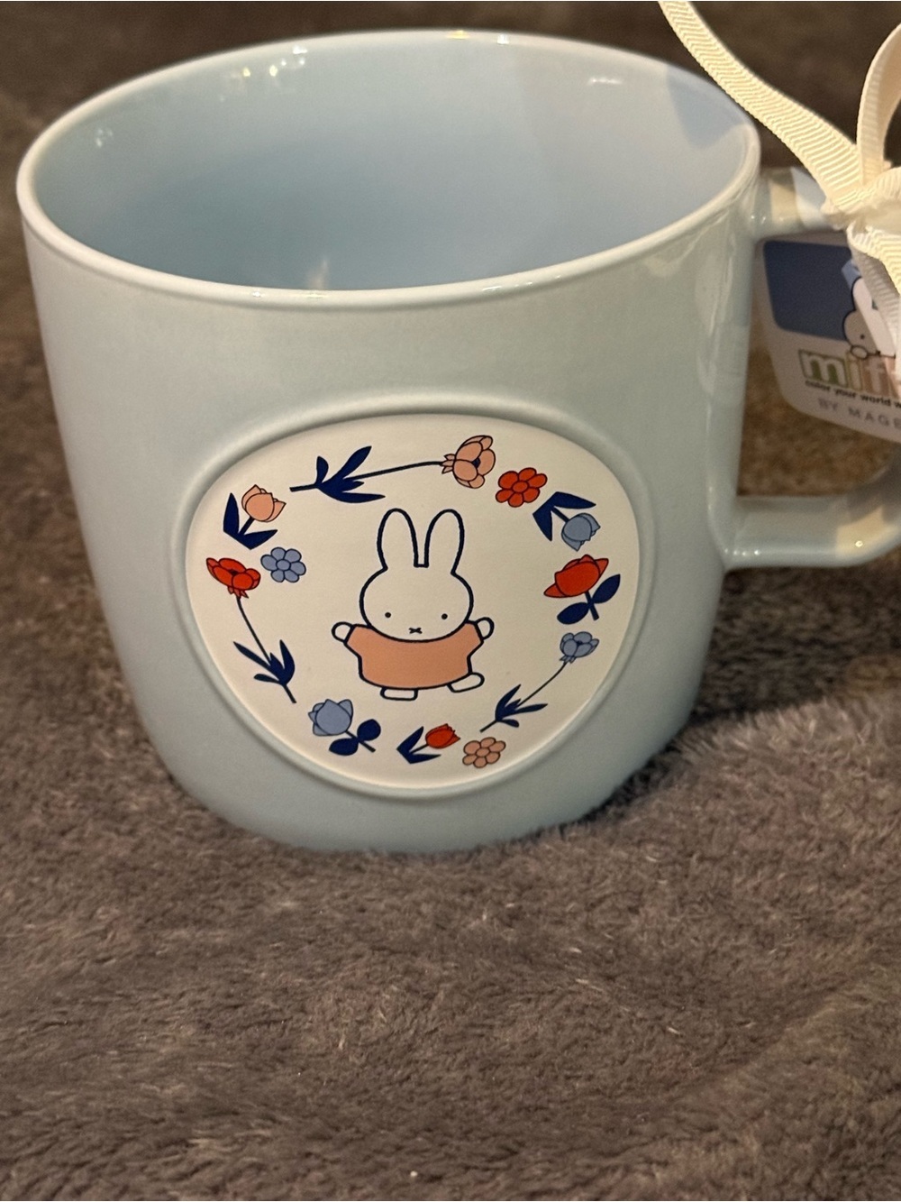 miffy Pale Blue Ceramic Mug with Floral Bunny Motif